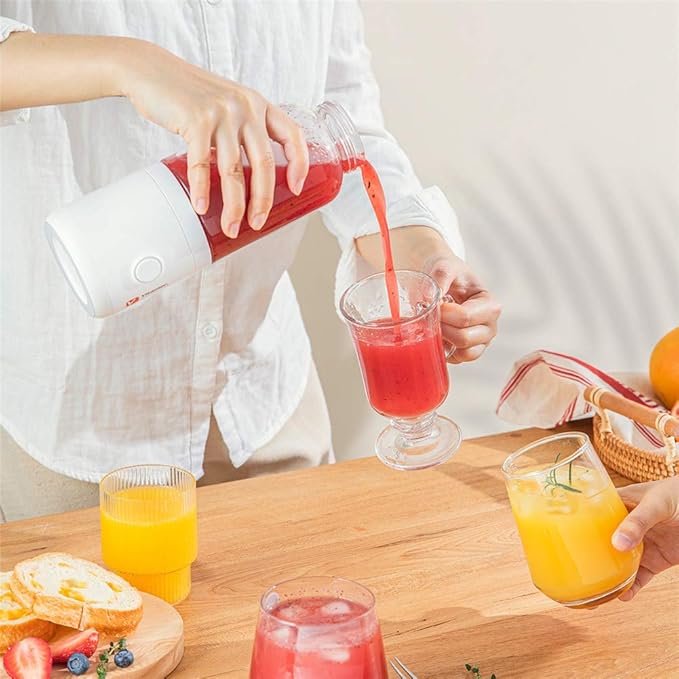 TEQIN Portable Blender Smoothie Blenders Vit-s011 500ml Portable Mini Juicer Vitamer Juicer 2000mAh Battery Strong Power USB Rechargeable Fruit Juice Cup Rice White