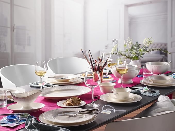 Villeroy &amp Boch Cellini Collection 24-Piece Dinnerware Set Premium Porcelain Made in Germany Dinner Plate Salad/Breakfast Plate Bowl Mug White