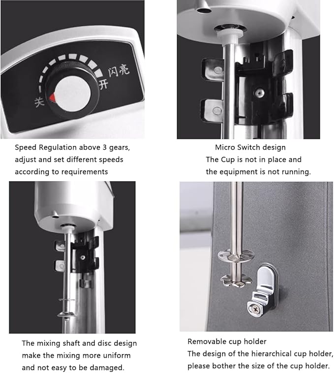 Dual Head Milkshake Maker 600W Electric Stainless Steel Smoothie Frappe Mixer 30000 RMP/Min Speed Regulation Above 3 Gears