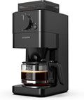 10 Cup Coffee Maker with Grinder Built in Automatic Grind and Brew Coffee Machine with Glass carafe Reusable Filter Auto shut off Warming plate for Home Offices or Large Families Black