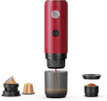 Portable Espresso Machine Mini 19Bar Rechargeable 2-in-1 Multi-Function Electric Coffee Machine One Key Extraction Compatible with NS Capsules and Ground Coffee for Office Home 7800MAH (Red)
