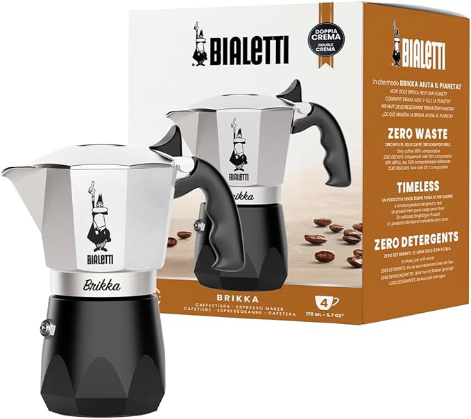 Bialetti Bricca NEW 4 Cup Open Fire Type (Coffee Maker Espresso Makinetta)