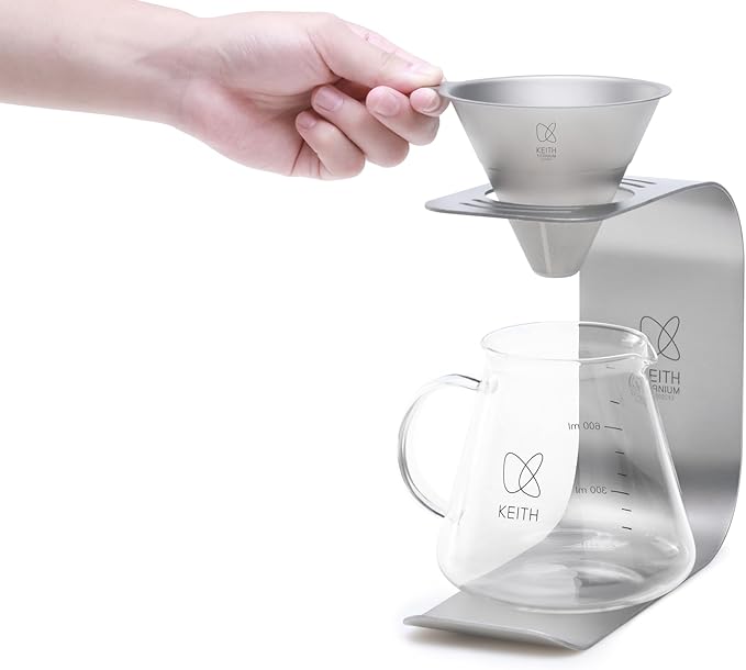 Keith Titanium Pour-Over Coffee Gear Series (Ti3612 Pour-Over Kit (Ti3661+Ti3625))