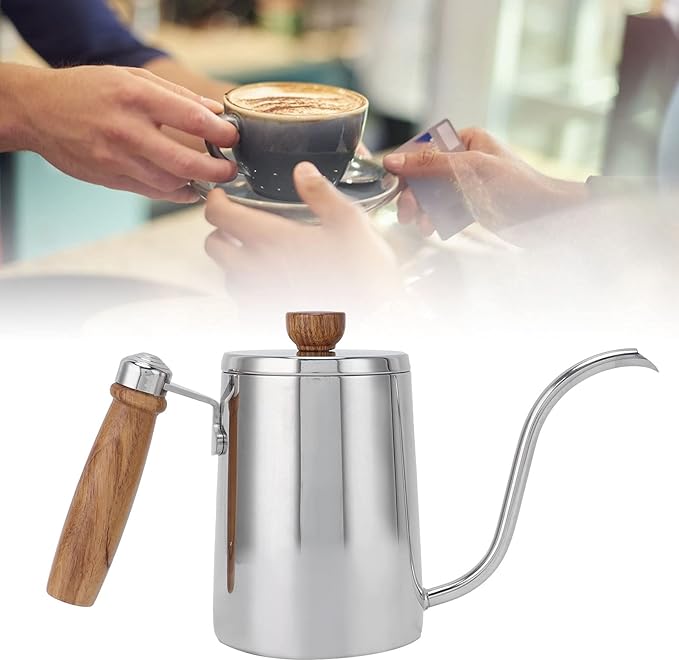 EVTSCAN Pour Over Kettle 5Pcs/Set Pour Over Coffee Maker Set Brewing Drip Coffee Coffee Pot Filter Funnel Kit Gift(Sliver)