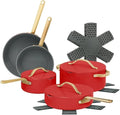12-Piece Ceramic Nonstick Cookware Set Pots and Pans with Strainer Lids (Red Tomato)