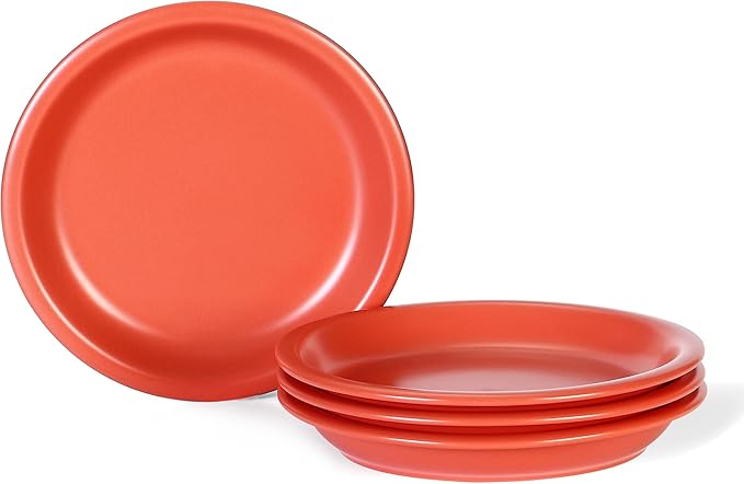 GZG 8 Inch Ceramic Dinner Salad Plates Set of 4 Rustic Matte Glaze Stoneware Dinnerware Set Microwave &amp Dishwasher Safe for Salad Dessert Appetizer Everyday Use(Terracotta Blush)