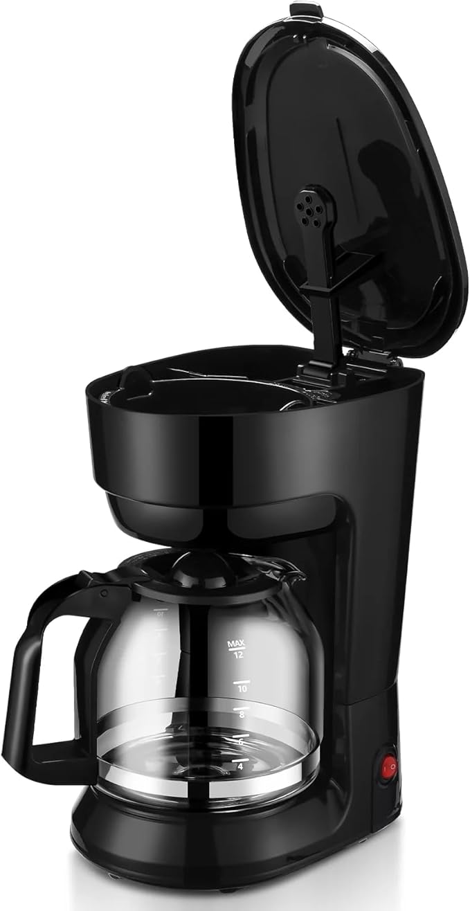 12 Cup Drip Coffee Maker Automatic Shut-Off Temperature Control 1.8L Black