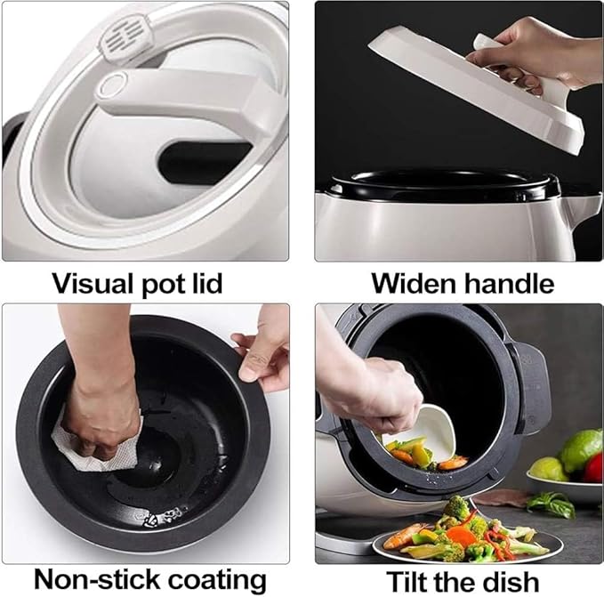 2000w Automatic Cooking Machine360° Rotation Pot Commercial Auto Stir Fry Machine 3D Heating 3 Speed Modes with Smart Touch for Stir Frying/Soup/Rice Home &amp Kitchen