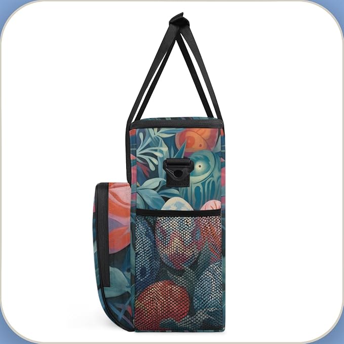 Easter Egg Coffee Maker Carrying Bag Oil Painting Floral Travel Storage Bag Compatible with K-Mini or K-Mini Plus Single Serve Coffee Brewer Carrying Case with Multiple Pockets &amp Shoulder Strap