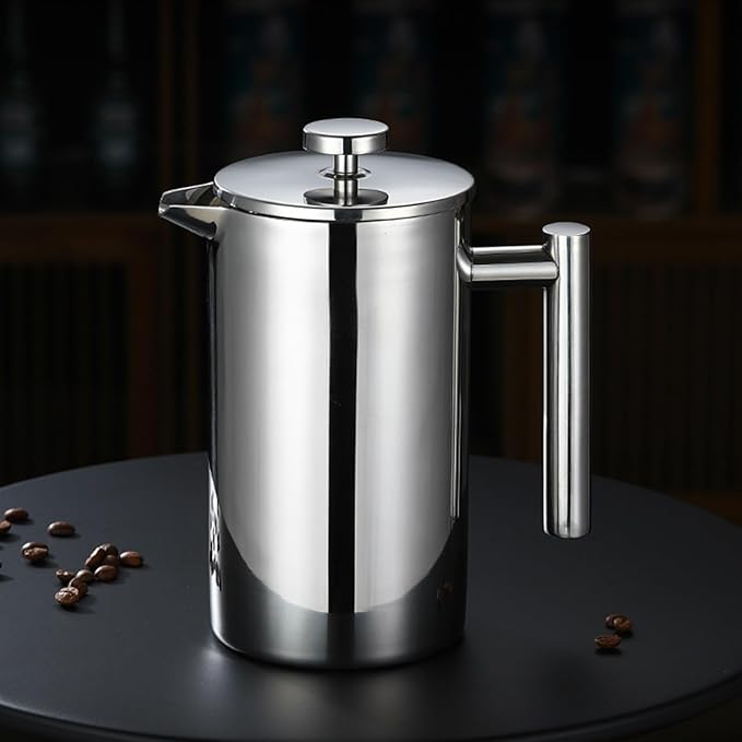 French Presses 304 Stainless Steels Double Walled Insulated Thermal Coffee Maker Handle Baristas Accessories Double Walled Insulated Coffee Pots