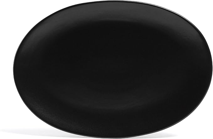 over&ampback Coupe Stoneware Serving Platter - Elegant 1-Piece Oval Serving Platter to Complete Your Kitchen Set - 16.4 x 11.5 - Semi-Matte Black