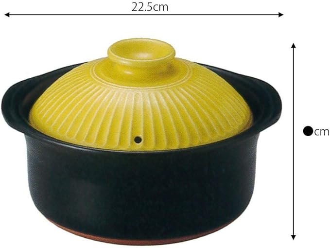 53-92171/2-981039 Rice Pot Yellow 3 Cups 8.9 x 6.1 inches (22.5 x 15.5 cm) 5.6 fl oz (1700 cc) For Direct Heat Rice Cooking Rice Earthenware