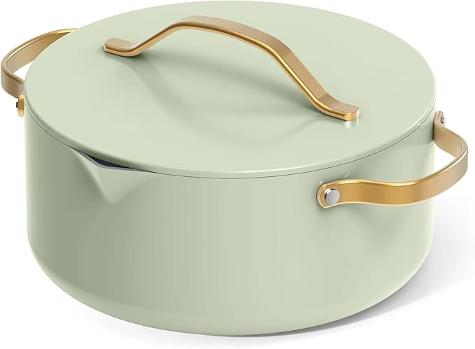Nonstick Ceramic Cookware Set (12 Piece) Pots Frying Pans Lids and Kitchen Storage Oven Safe Pan Set &amp Compatible with All Stovetops - (Sage Green)