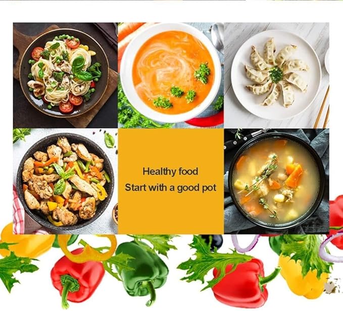 Marble Coated Cookware Set Includes Milk Pan Soup Pan Wok Frying Pan with Glass Lid