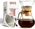 Subjectthree Pour Over Coffee Maker Set 8 Cup Glass Coffee Carafe Dripper with Stainless Filter for Camping Home Office Cafes Easy Clean (8 Cup/28 oz)