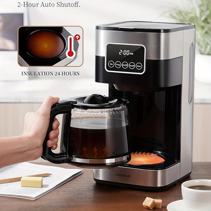 10-Cup Programmable Drip Coffee Maker with Touch-Screen Pause &amp Serve Stainless Steel Black. (1)