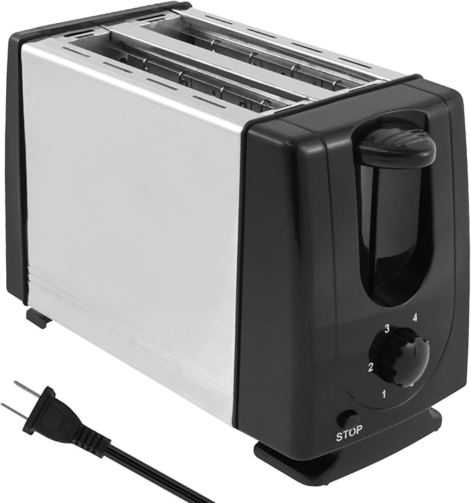 2 Slice Toaster Double Slot Toaster with 6 Settings and Pause Button Variable Browning Controls Toaster Stainless Steel Breakfast Toaster for Thin Bread Slices