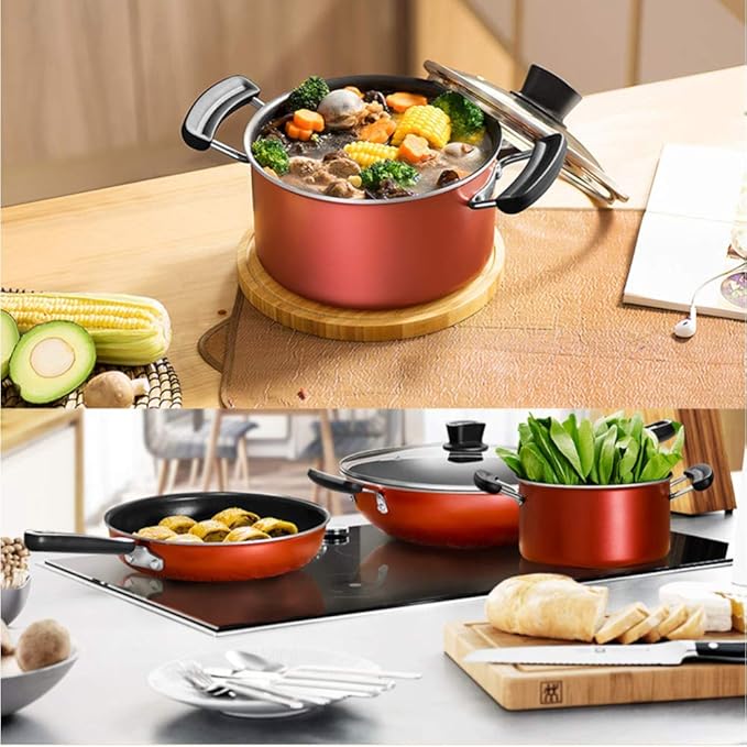 Pots and Pans Set – 3 Piece Cookware Set Non Stick – Induction-Sturdy and Comfortable Handle-Gas and Electric Hobs-Easy to Clean Pans