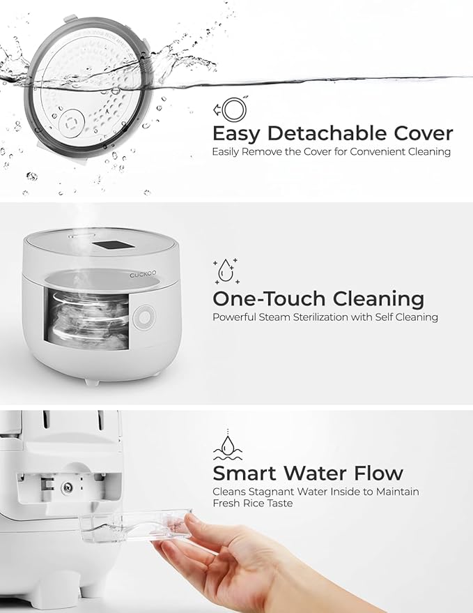 CUCKOO Micom Rice Cooker 6-Cup Uncooked / 12-Cup Cooked with Nonstick Inner Pot Versatile Rice Maker with 9 Menu Options Fuzzy Logic Technology Auto Clean Quick Rice Mode White (CR-0675FW)