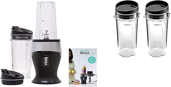 Ninja Fit Personal Blender Set 700-Watts (4) 16oz ToGo Cups and Spout Lids &amp Recipe Book