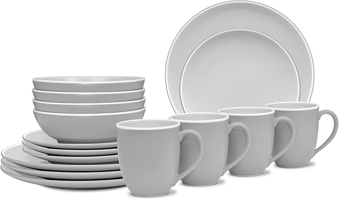 Noritake ColorTrio Slate 16-Piece Coupe Dinnerware Set Service for 4