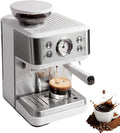 Automatic Espresso Machine with Grinder &amp Milk Frother Touchscreen Espresso Coffee Maker with Visual Thermometer All-in-One Coffee Maker Hot &amp Iced Latte Cappuccino(White)