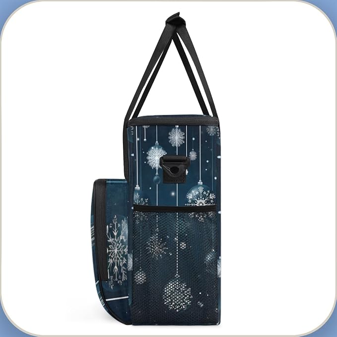 Christmas Snowflakes Coffee Maker Carrying Bag Fantastic Snowflakes Travel Storage Bag Compatible with K-Mini or K-Mini Plus Single Serve Coffee Brewer Carrying Case with Pockets &amp Shoulder Stra