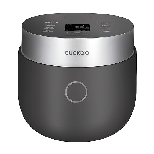 CUCKOO Non-Pressure Rice Cooker 8-Cup Uncooked / 16-Cup Cooked with Induction Heating Technology Versatile Rice Maker with 12 Menu Options and Steam Plate Voice Guide Gray (CR-HA0810FG)