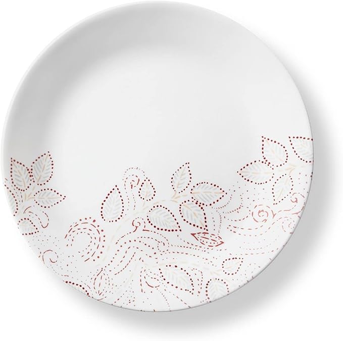 Corelle Leaf Stitch 12-Piece Dinnerware Set Service for 4 red