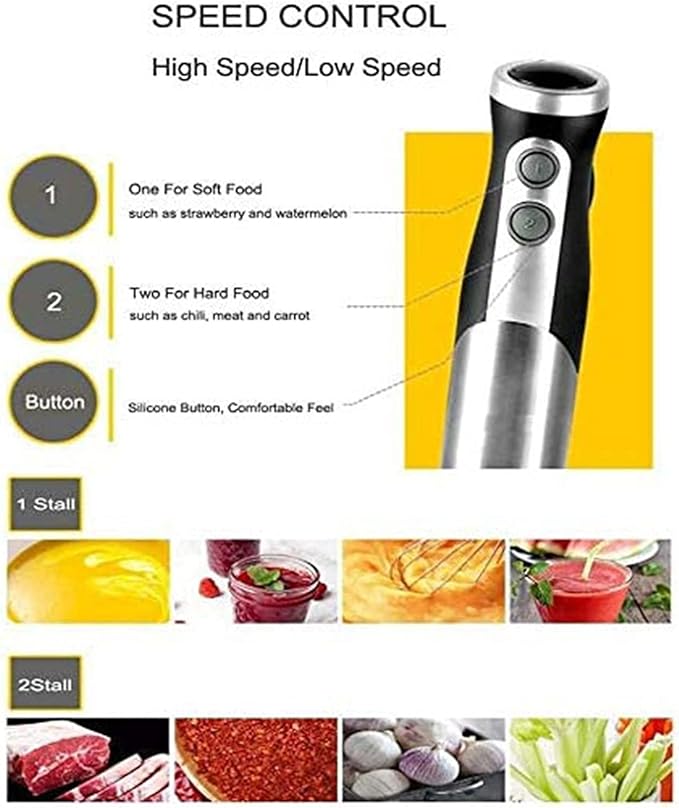 800W 4-in-1 Multi-function Immersion Hand Blender Stick Blender with Chopping Bowl Milk Frother Egg Whisk Beaker for Food/Smoothies/Soups BPA-Free