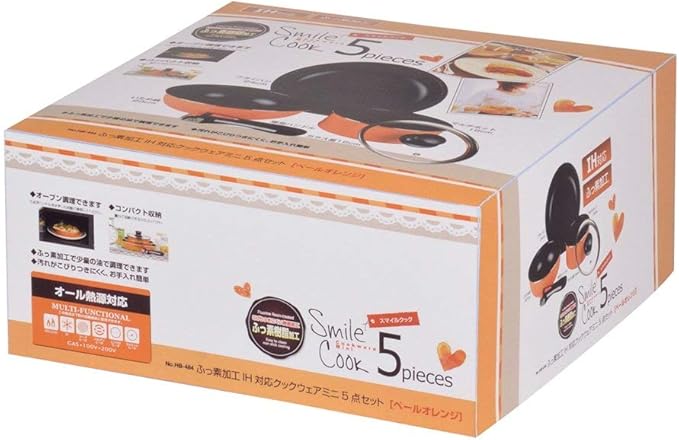 Parukinzoku Smile Cook fluorine processing IH correspondence Cook wear mini 5-piece set. Orange HB-484