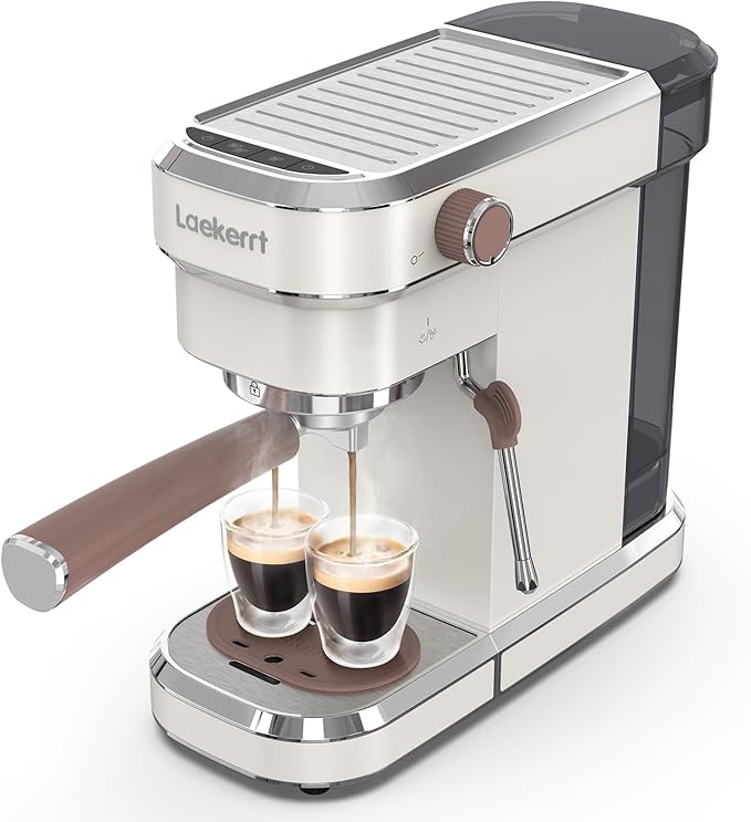 Espresso Machine Expresso Coffee Machines for Home 20 Bar Cafetera Espresso with Milk Frother Steam Wand Compact Small Coffee Maker for Latte and Cappuccino (Pear White Stainless Steel Gift)