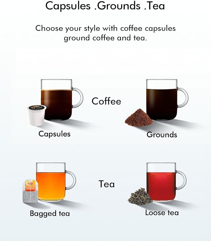 Single Serve Coffee Maker - 3-in-1 K Pod Coffee Machine Ground Leaf Tea 50oz Reservoir Red