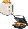 Aigostar Toaster 2 Slice Retro Extra-Wide Slot Toasters Panini Press Grill Aigostar 1000W Sandwich Maker with Ceramic Non-stick Plates Opens 180 Degrees for Any Size Food