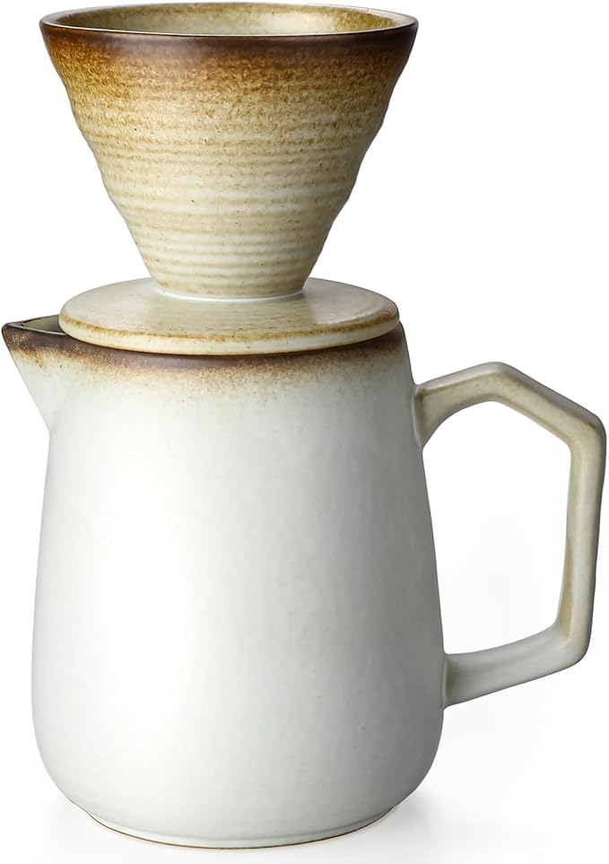 Pour Over Coffee MakerCeramic Coffee Maker 20oz/620ml Pour Over Coffee Dripper (White)