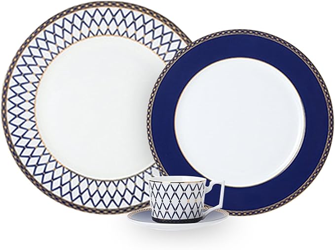 European Style Dinnerware Set Service for 4 Bone China Dinnerware Sets Unbreakable Porcelain Dinner Sets Coffee Cup and Saucer Tableware Set Steak Dinner Plates Dish Set New Blue-002