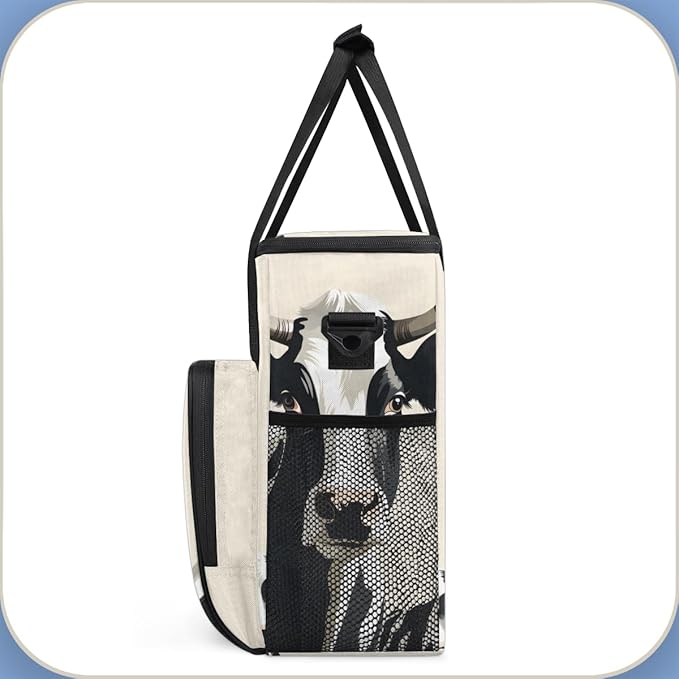 Cattle Cow Coffee Maker Carrying Bag Cute Cow Portable Travel Storage Tote Bag Compatible with K-Mini or K-Mini Plus Single Serve Coffee Brewer Carrying Case with Multiple Pockets &amp Shoulder Str