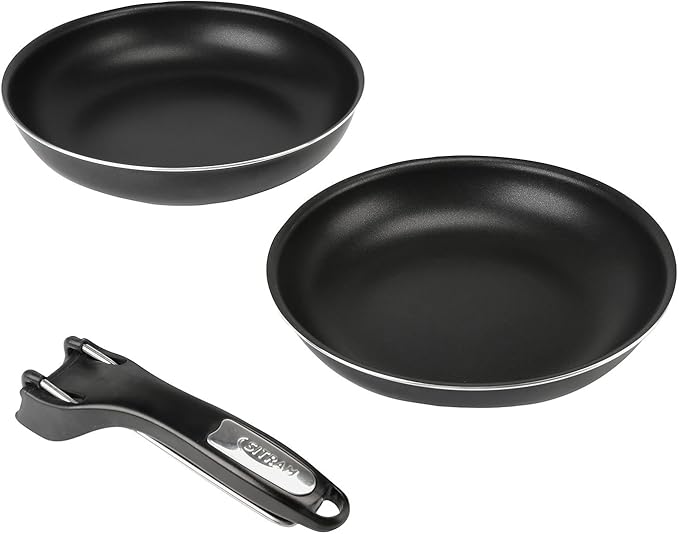 Sitram 711388 Set of 2 Frying Pans + Clamp Handle Aluminium Black
