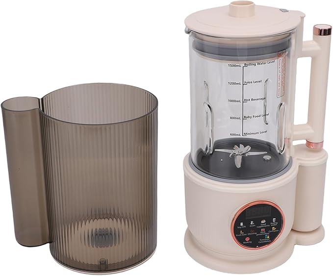 AUNMAS Food Blender Electric Juicer Blender with Heat Preservation for Smoothie Soy Milk Hot Soup 1500ML 48dB Beige 8 Preset Programs