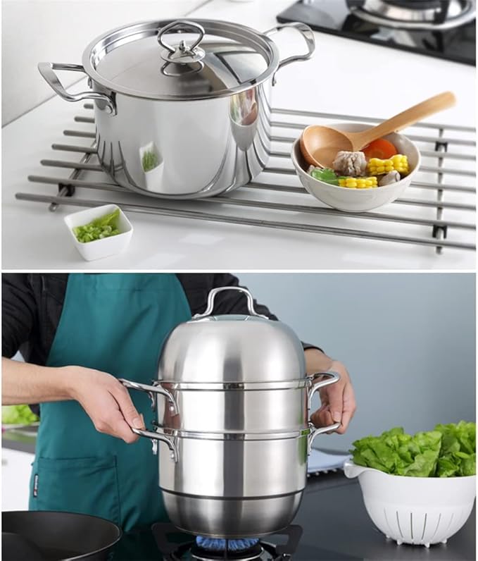 Cookware Cookware set stainless steel household frying pan soup pot set tool steamer frying pan glass lid kitchen utensils
