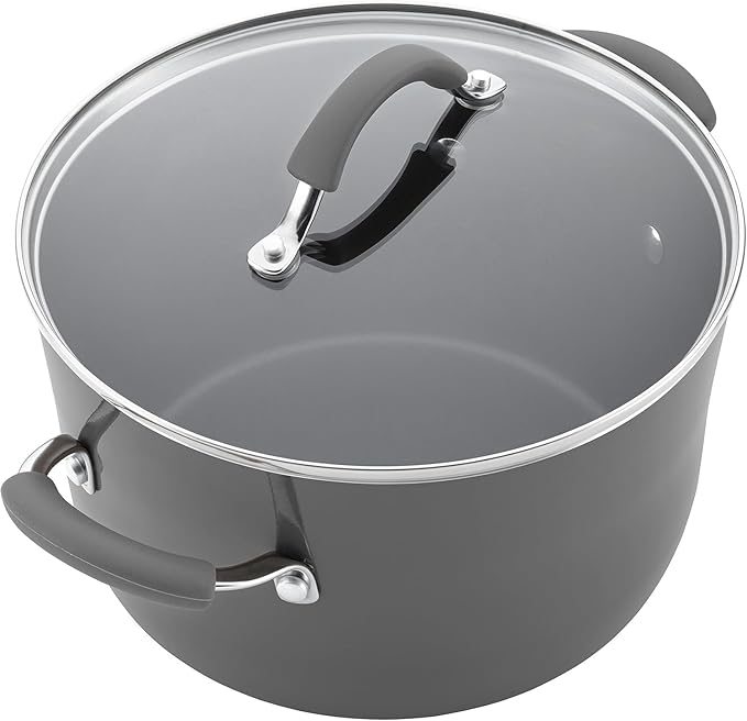 Rachael Ray - 16802 Rachael Ray Cucina Nonstick Cookware Pots and Pans Set 12 Piece Sea Salt Gray
