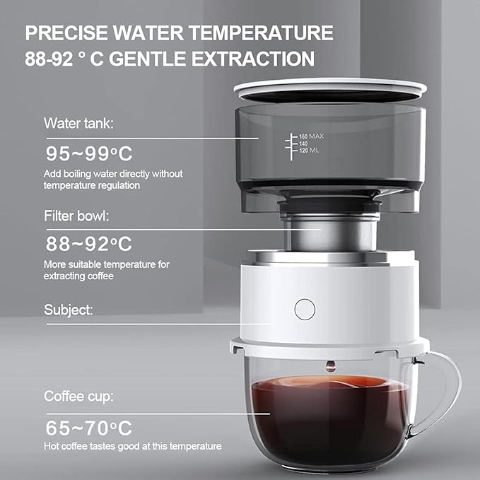 Portable Personal Coffee Maker2pcs Hand Pour Coffee Machine Hand-Pressed and Water Temperature Control. Hand-Pressed Mini&ampReusable Perfect for Home Traveling Camping Hiking