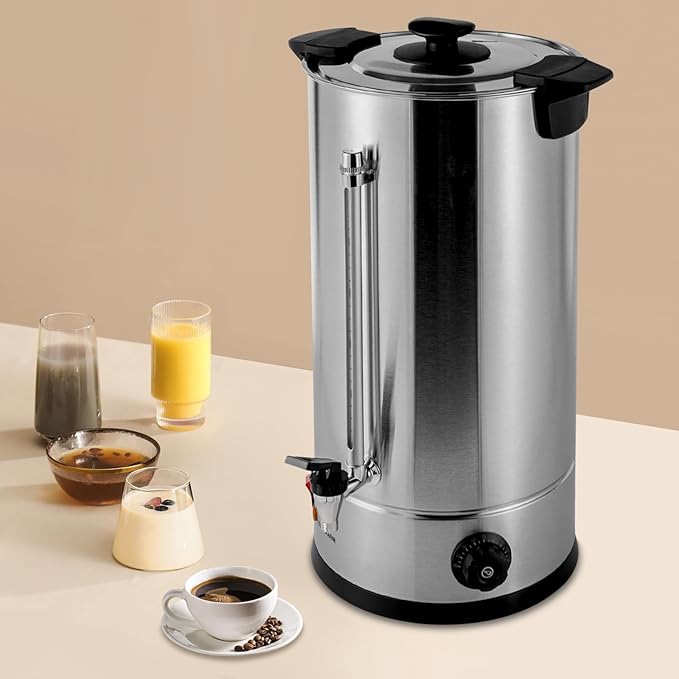 Commercial Coffee Maker Premium Coffee Machine Large Stainless Steel Catering Hot Water Boiler Tea Urn Double Wall Coffee Percolator for Events Offices Parties Catering Gathering