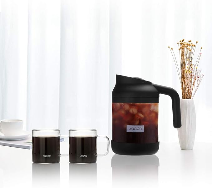 MIOCARO Cold Brew Ice Coffee Maker Stainless Steel Strainer Large 38 Oz Juice Tea Cooler