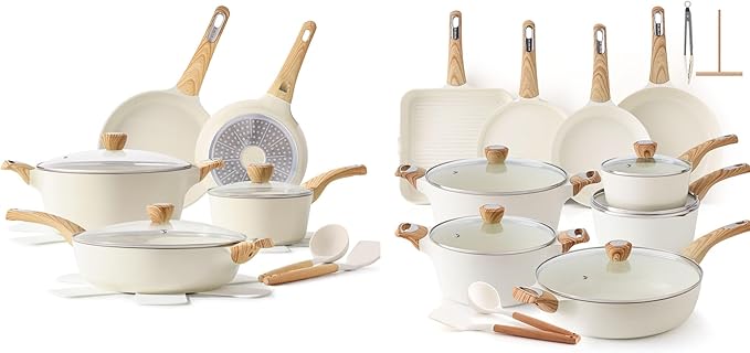 SENSARTE Ceramic Cookware Sets Pots and Pans Set Non stick 14-Piece Induction Cookware 26 Pcs Nonstick Kitchen Cooking Set w/Frying Pans Set Saucepans Set