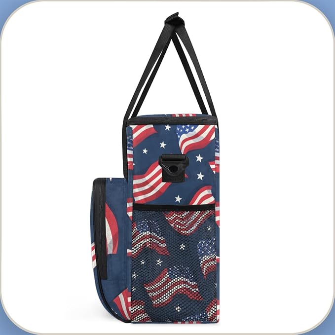 Star-Spangled Banner Coffee Maker Carrying Bag 4th of July Travel Storage Bag Compatible with K-Mini or K-Mini Plus Single Serve Coffee Brewer Carrying Case with Multiple Pockets &amp Shoulder Stra