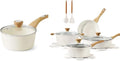 SENSARTE 13-Piece Nonstick Ceramic Cookware SetSilicone Tools and Pot Protectors1.5 Quart Ceramic Nonstick Sauce Pan with LidNon stick Saucier Pan Induction Pot