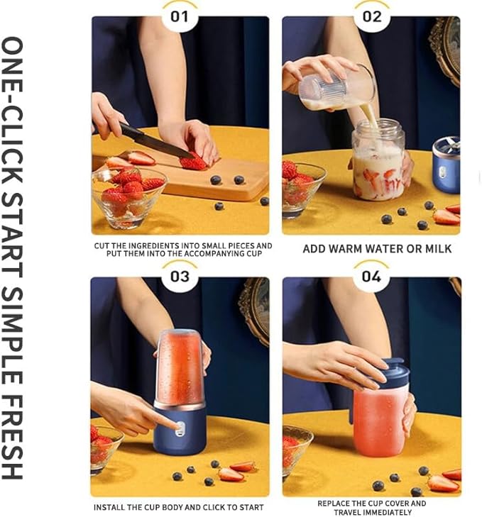 Electric Juice Maker Portable Blender Smoothie Juicer Fruit Machine with 400ml Capacity 1200mAh Rechargeable Battery USB Charging Food-Grade Non- Materials Unique Safety Design Lig