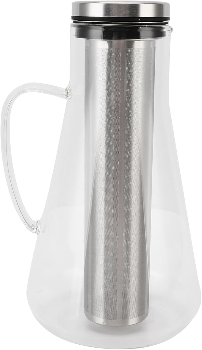 ZJchao Cold Brew Coffee Maker with Scale 1600ML Premium Stainless Steel Filter Temperature Proof Ergonomic Handle Glass Iced Coffee Brewer for Home Office