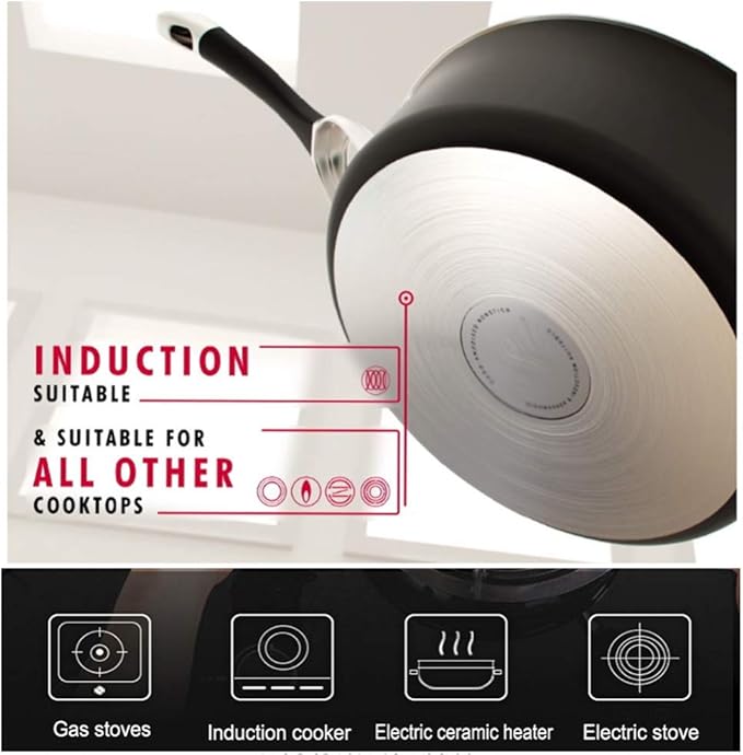 3-Piece Cookware SetAluminum Wok Soup Pot Milk Potwith Glass CoverNon-Stick Pan Suitable Cooker.Saucepans SetsPan Sets。 Set